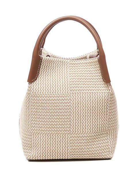 Loro Piana mini woven leather-trimmed tote bag - Neutrals - zdjęcie produktu nr 2