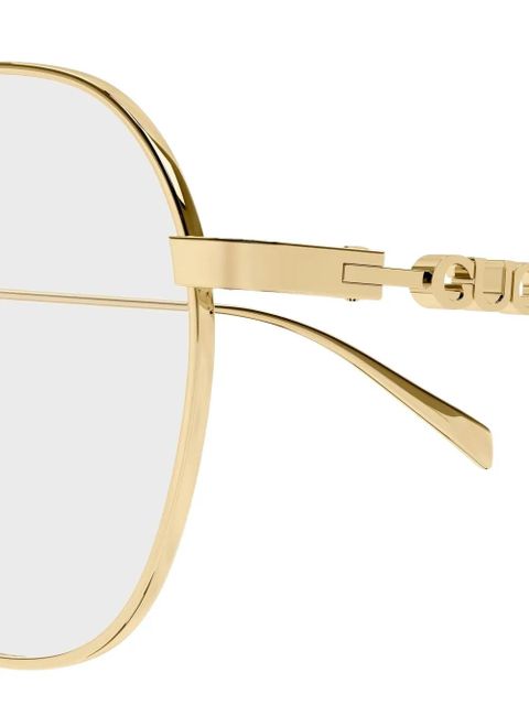 Gucci Eyewear logo round-frame glasses - Gold