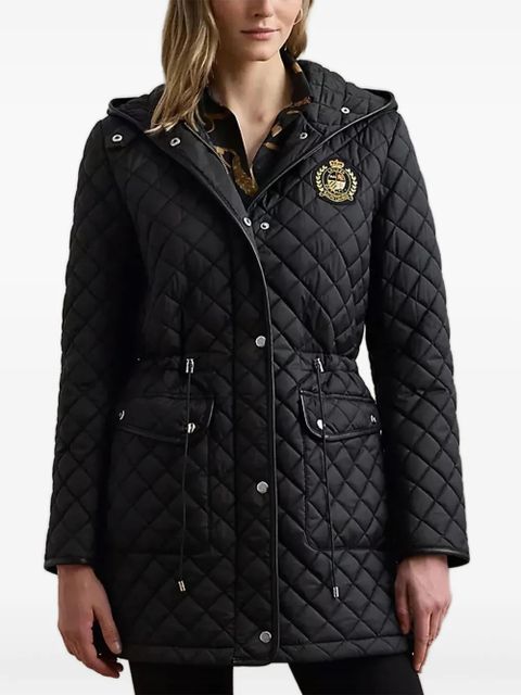 Lauren Ralph Lauren crest-patch diamond-quilted hooded jacket - Black - zdjęcie produktu nr 1