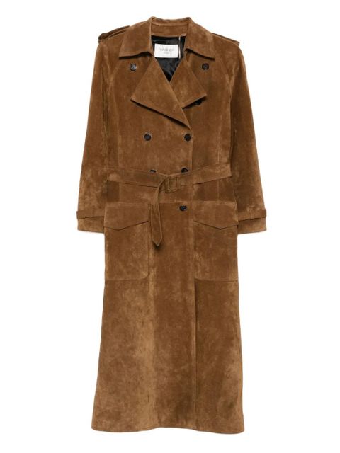 Saint Laurent double-breasted suede long coat - Brown - zdjęcie produktu nr 1