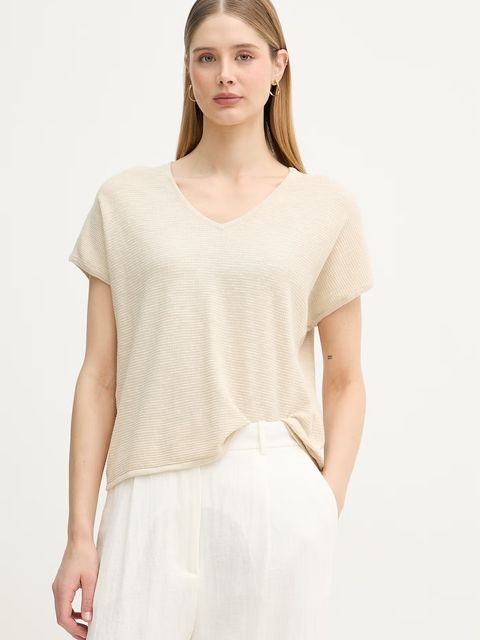 United Colors of Benetton T-shirt damski z lnem - zdjęcie produktu nr 2