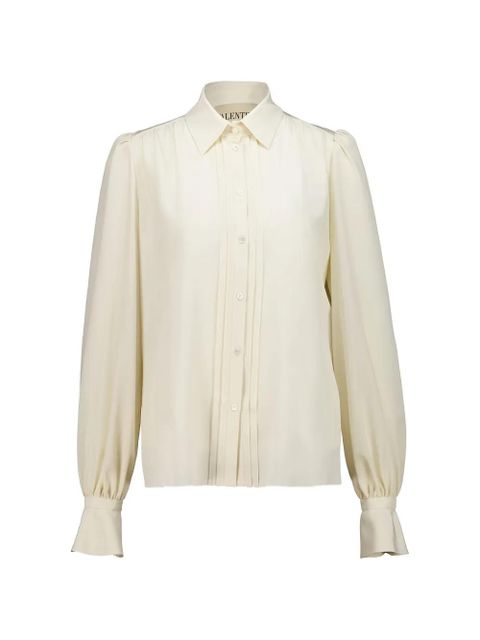 Valentino Garavani pintuck-detail puff-sleeve blouse - Neutrals - zdjęcie produktu nr 1