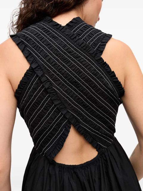 GANNI smocked dress - Black