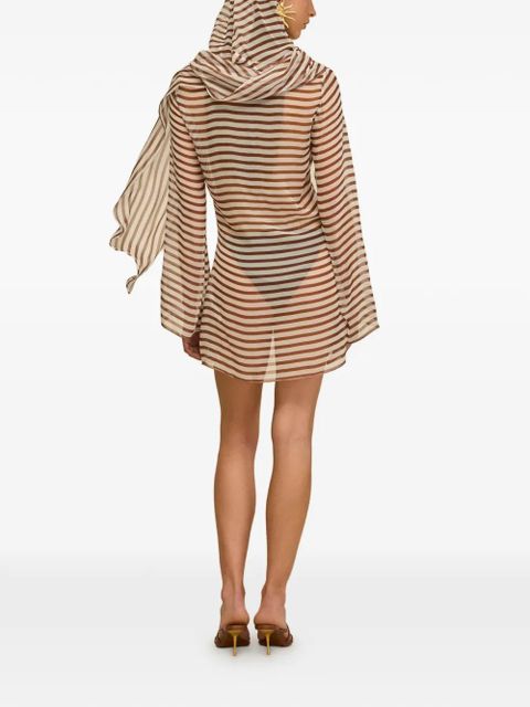 Cult Gaia Beaux striped cowl-neck dress - White