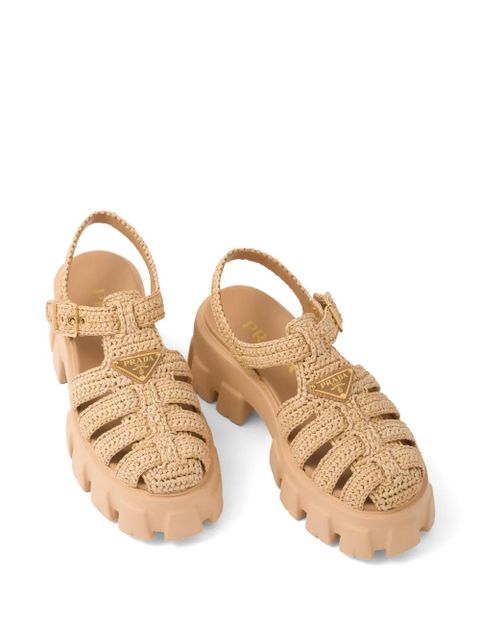Prada Monolith raffia sandals - Neutrals