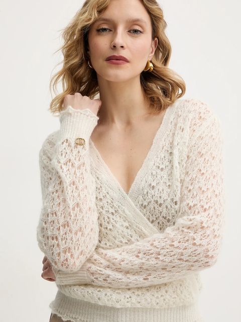 Twinset sweter z dodatkiem moheru damski kolor beżowy lekki 252TT3200