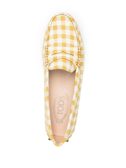 Tod's gingham Gommino driving shoes - Yellow