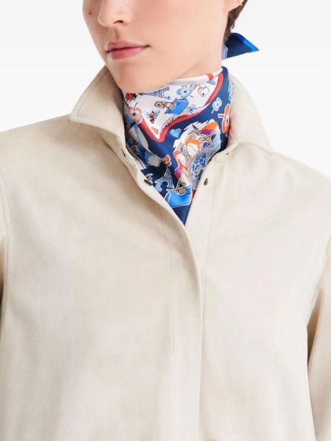 Longchamp Equestrian Tower silk scarf - White