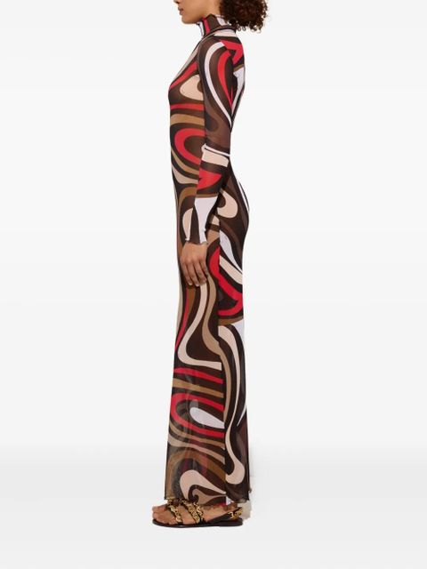 PUCCI Marmo-print maxi dress - Brown