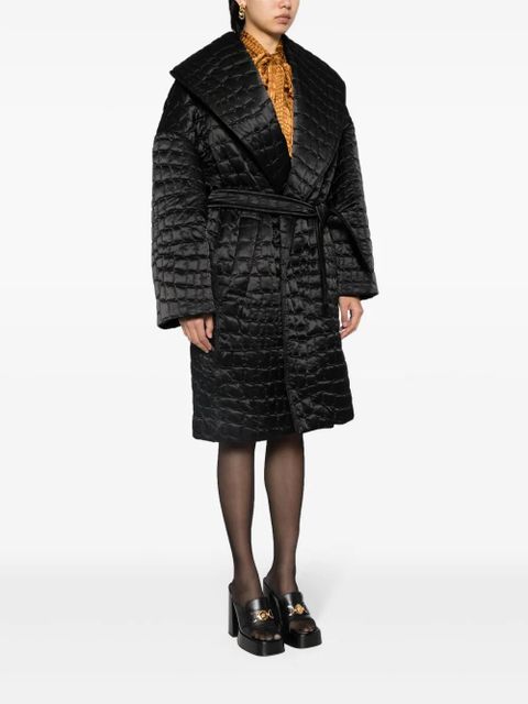 Versace crocodile-pattern quilted coat - Black
