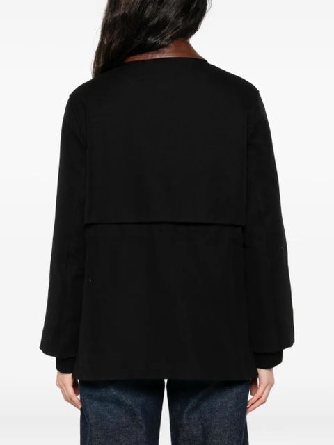 Maje leather-collar button-front jacket - Black