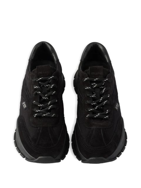 Prada mesh fabric and suede sneakers - Black