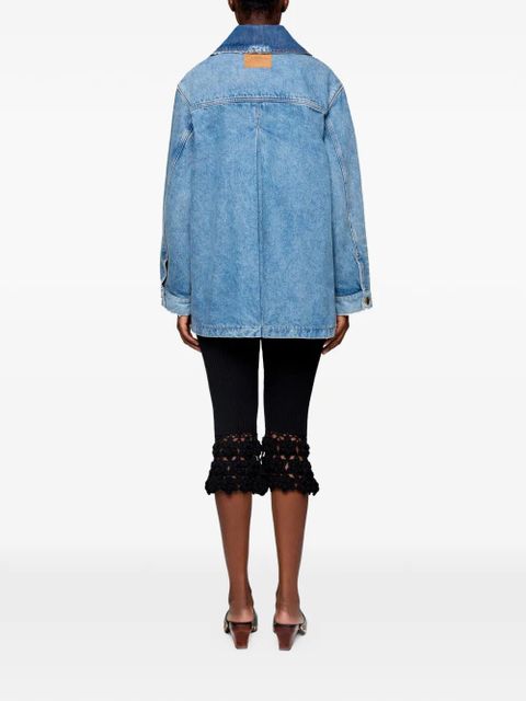 GANNI raw-cut denim jacket - Blue