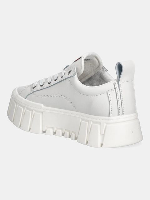 Tommy Jeans sneakersy skórzane TJW VULC FLATFORM LEATHER damskie kolor biały EN0EN03008