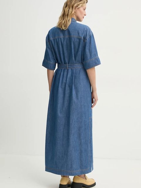 MUNTHE sukienka jeansowa FIA kolor niebieski maxi rozkloszowana 251134425104