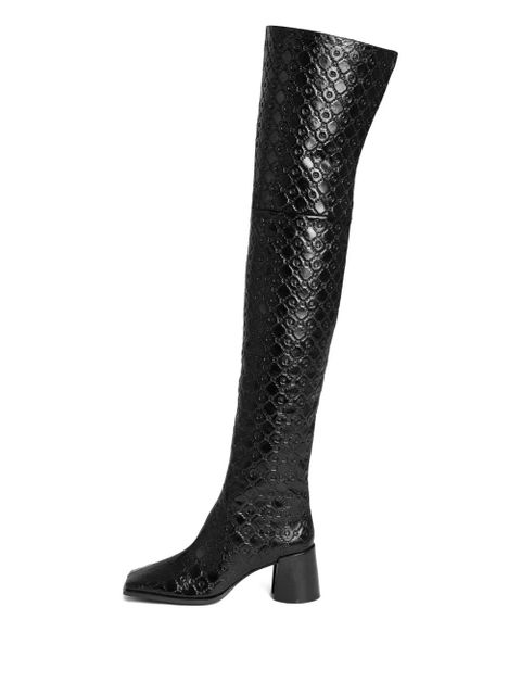 Marine Serre 65mm monogram-embossed leather boots - Black