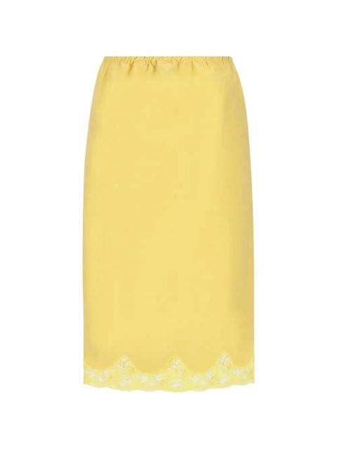 Saint Laurent lace-trim drawstring midi skirt - Yellow - zdjęcie produktu nr 2