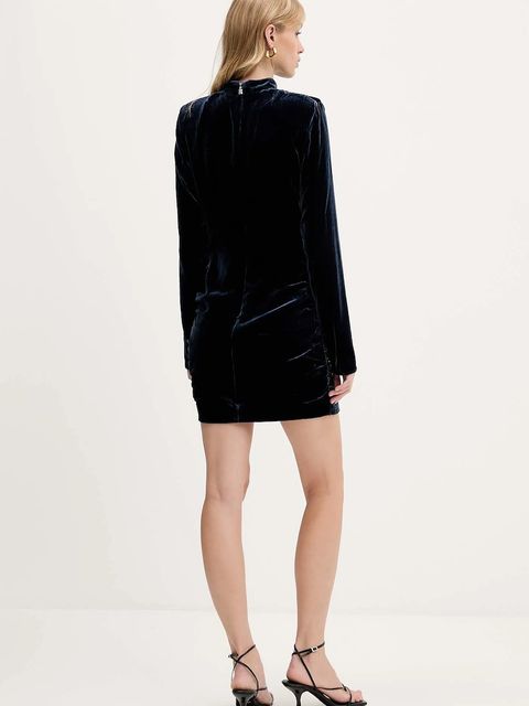 Rotate sukienka z dodatkiem jedwabiu kolor niebieski mini dopasowana 1149221192