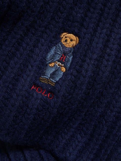 Polo Ralph Lauren szalik wełniany kolor granatowy gładki 455931877
