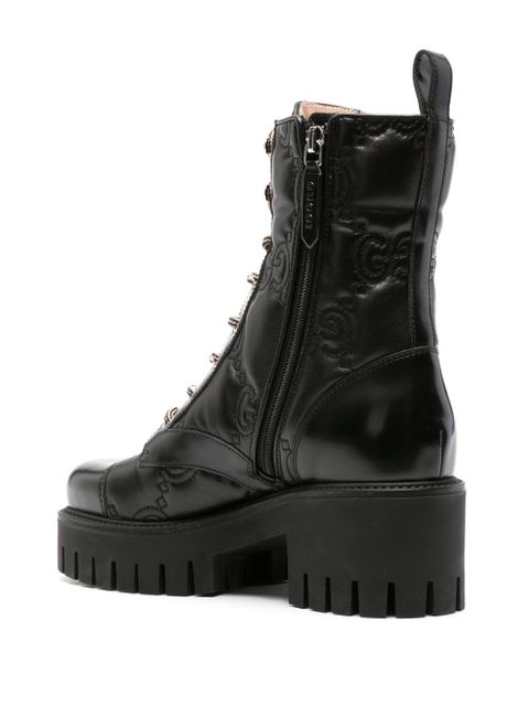 Gucci 60mm GG-matelassé leather boots - Black