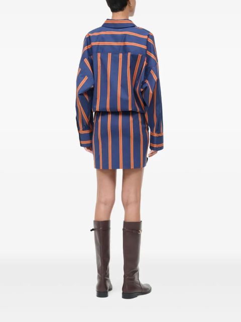 STAUD Cynthia stripe-pattern shirt mini dress - Blue