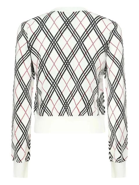 Burberry diamond-pattern ribbed-trim sweater - White - zdjęcie produktu nr 2