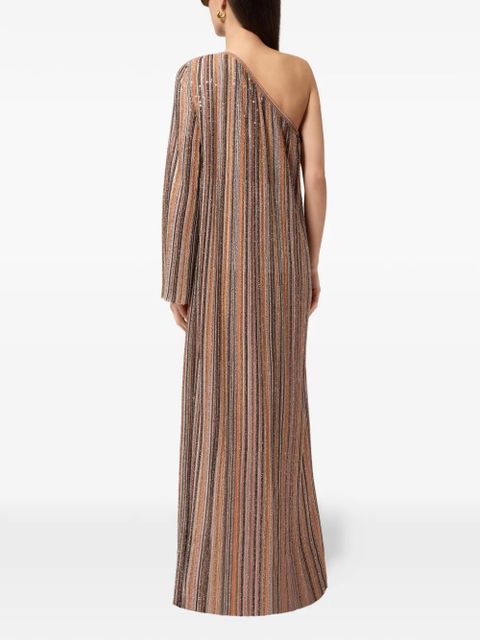 Missoni striped sequin one shoulder dress - Brown