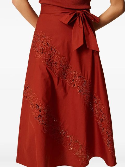 TWINSET lace belted maxi skirt - Brown