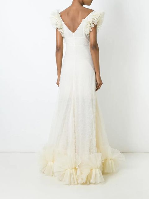 Alexander McQueen ruffled tulle evening dress - Neutrals