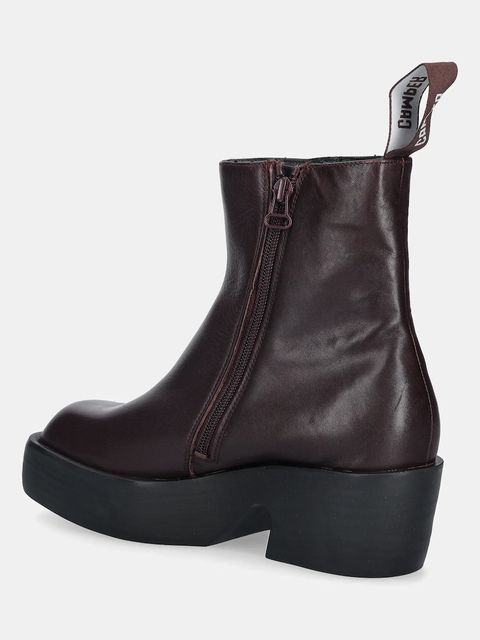 Camper botki skórzane Billie damskie kolor bordowy na słupku K400754-007