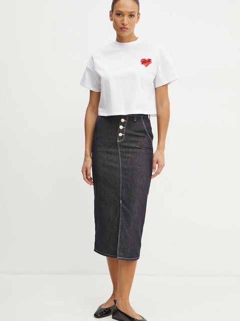 Karl Lagerfeld spódnica jeansowa kolor granatowy midi ołówkowa A1W12027 - zdjęcie produktu nr 2