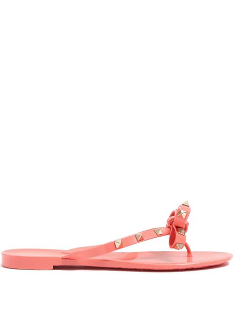 Valentino Garavani Rockstuds bow flip-flops - Pink
