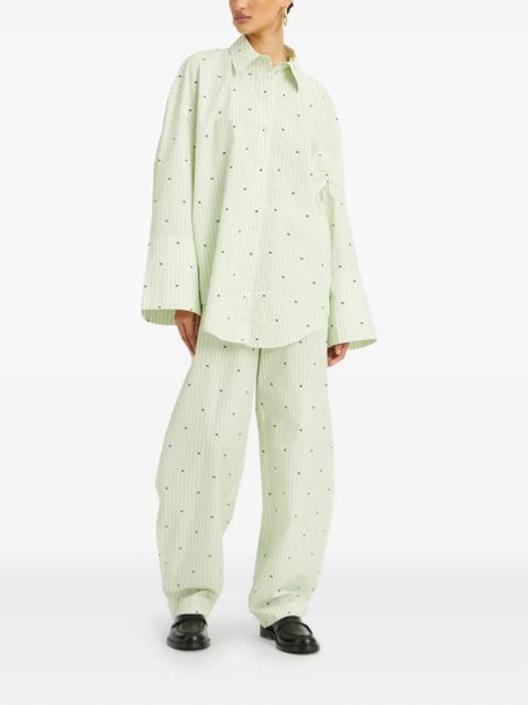 ROTATE BIRGER CHRISTENSEN striped poplin shirt - Green - zdjęcie produktu nr 2