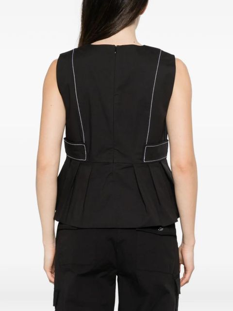 GANNI contrast-stitch blouse - Black