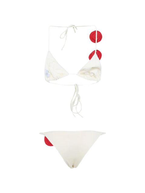 La Reveche floral-appliqué bikini - White