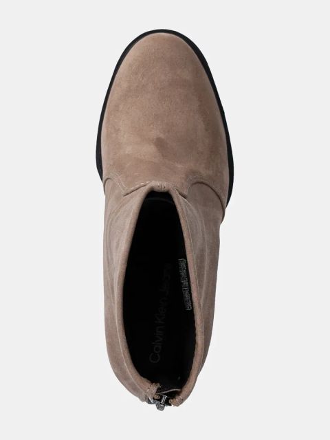 Calvin Klein Jeans botki HEEL PLATFORM ZIP BOOT SS damskie kolor brązowy na słupku YW0YW01601