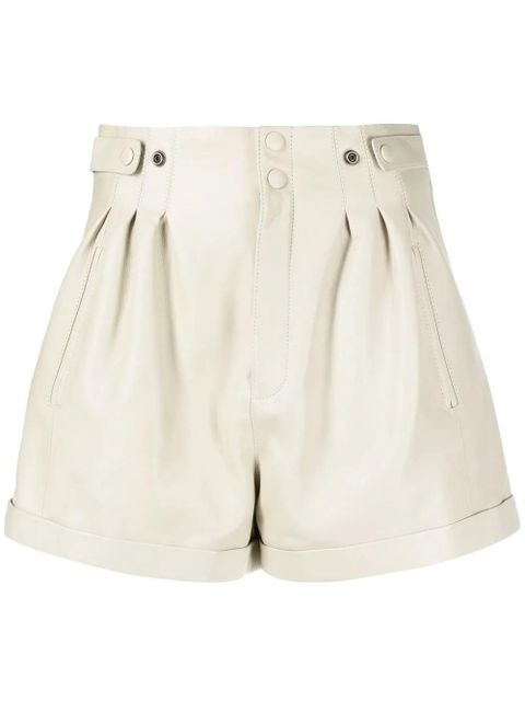 Saint Laurent high-waisted leather shorts - Neutrals - zdjęcie produktu nr 1