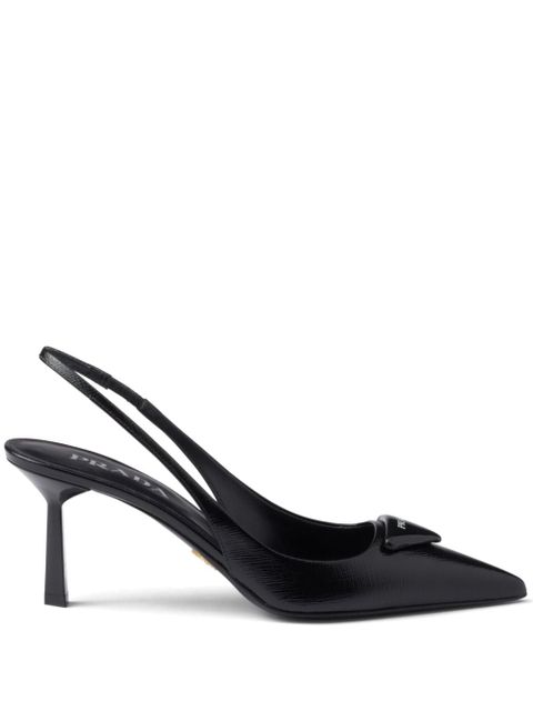 Prada 75mm triangle-logo leather pumps - Black - zdjęcie produktu nr 1