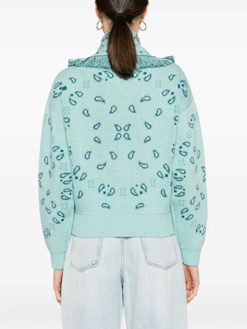 Alanui bandana-jacquard bomber cardigan - Blue