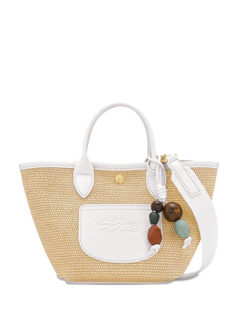 Longchamp Le Pilage woven straw tote bag - White