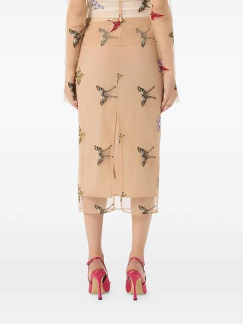 Blumarine butterfly-applique midi skirt - Neutrals
