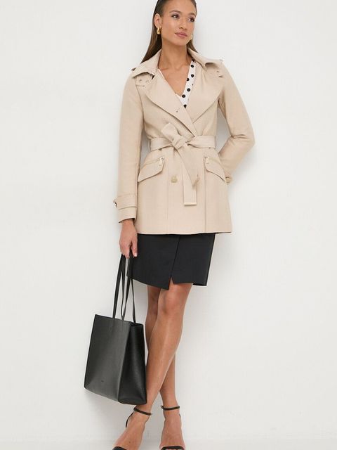 Morgan płaszcz GLADIA damski kolor beżowy przejściowy dwurzędowy - zdjęcie produktu nr 2