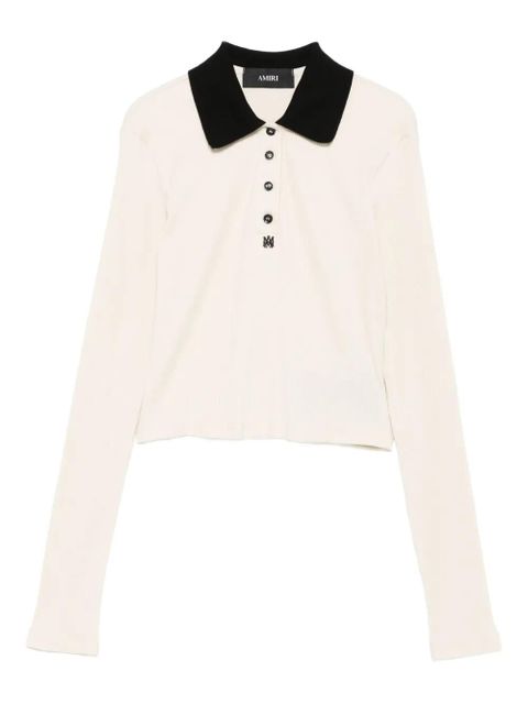 AMIRI ribbed-knit polo top - Neutrals - zdjęcie produktu nr 1