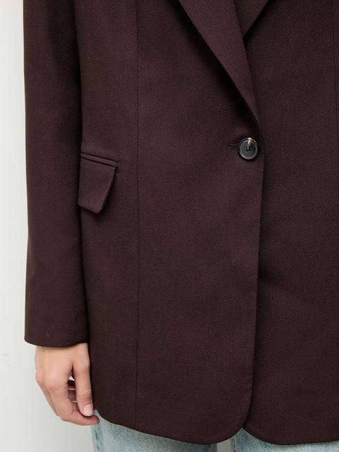 Answear.LAB marynarka kolor bordowy jednorzędowa gładka