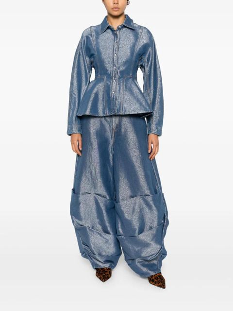 GANNI ruched pocket jeans - Blue