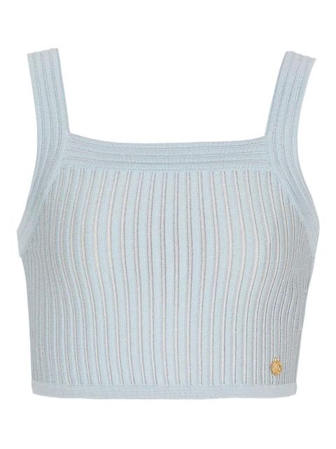 Balmain ribbed square-neck top - Blue - zdjęcie produktu nr 1