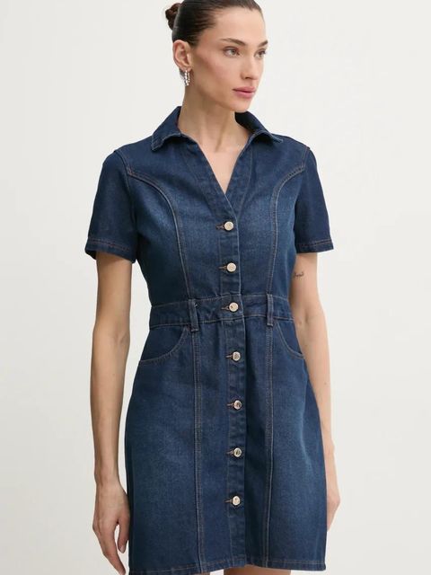 Morgan sukienka jeansowa kolor granatowy mini dopasowana - zdjęcie produktu nr 1