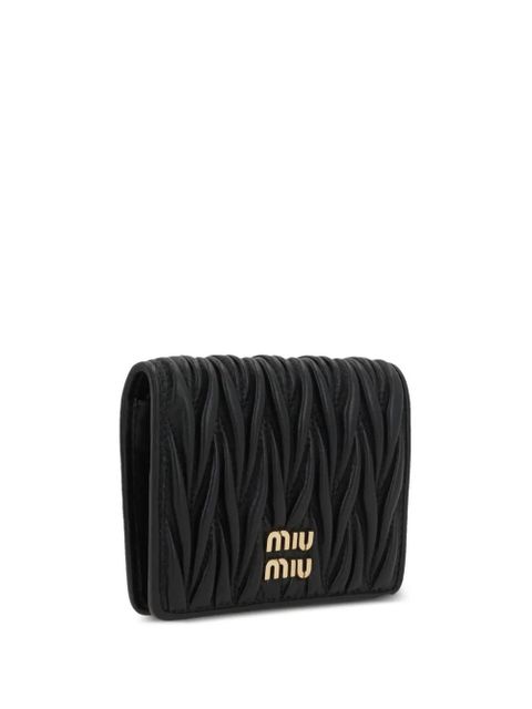 Miu Miu logo-lettering matelassé wallet - Black