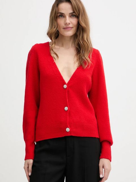 Morgan kardigan z dodatkiem wełny damski kolor czerwony MGOJI - zdjęcie produktu nr 1
