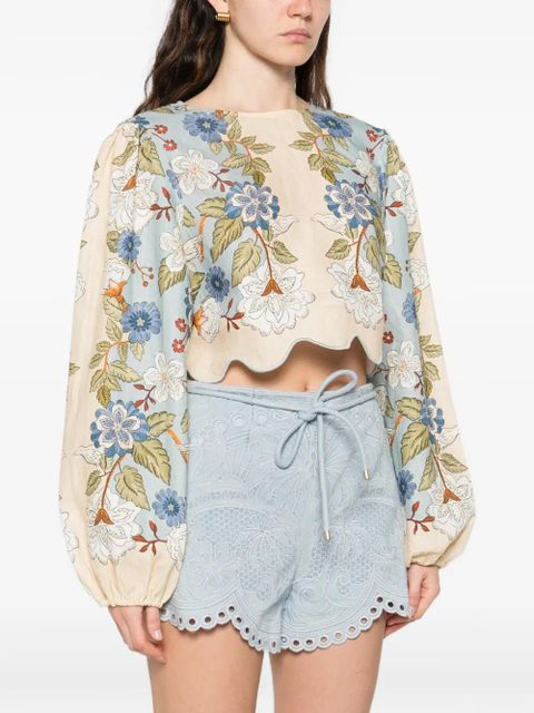 FARM Rio Garden Scarf floral-print blouse - Neutrals